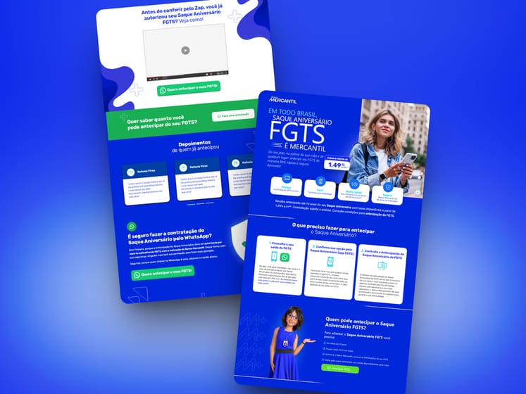 Landing page do Banco Mercantil, saque-aniversário FGTS